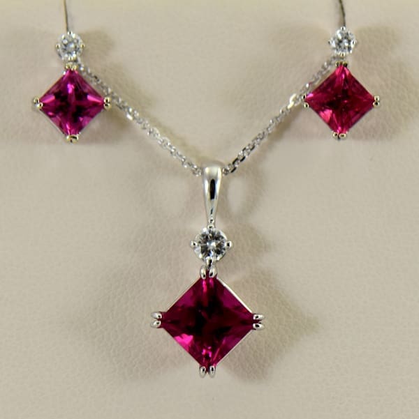 Pinkish Red Rubellite Tourmaline Pendant  Earrings Set