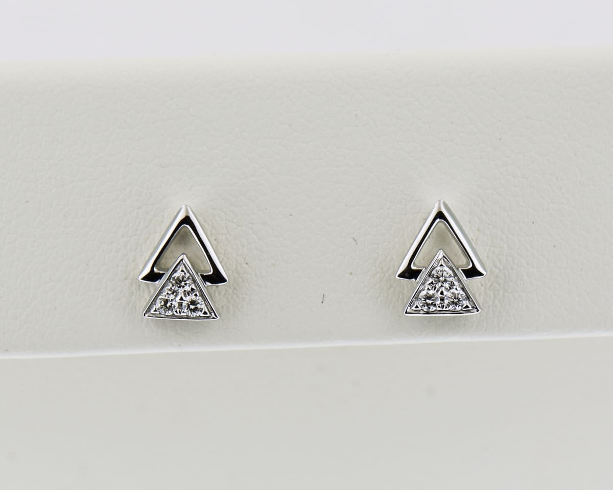angular diamond white gold stud earrings