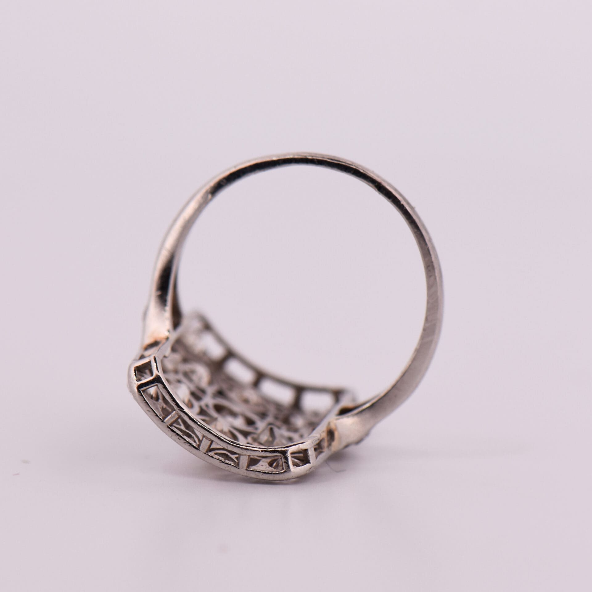 edwardian platinum and diamond rectangular filigree cluster ring 2