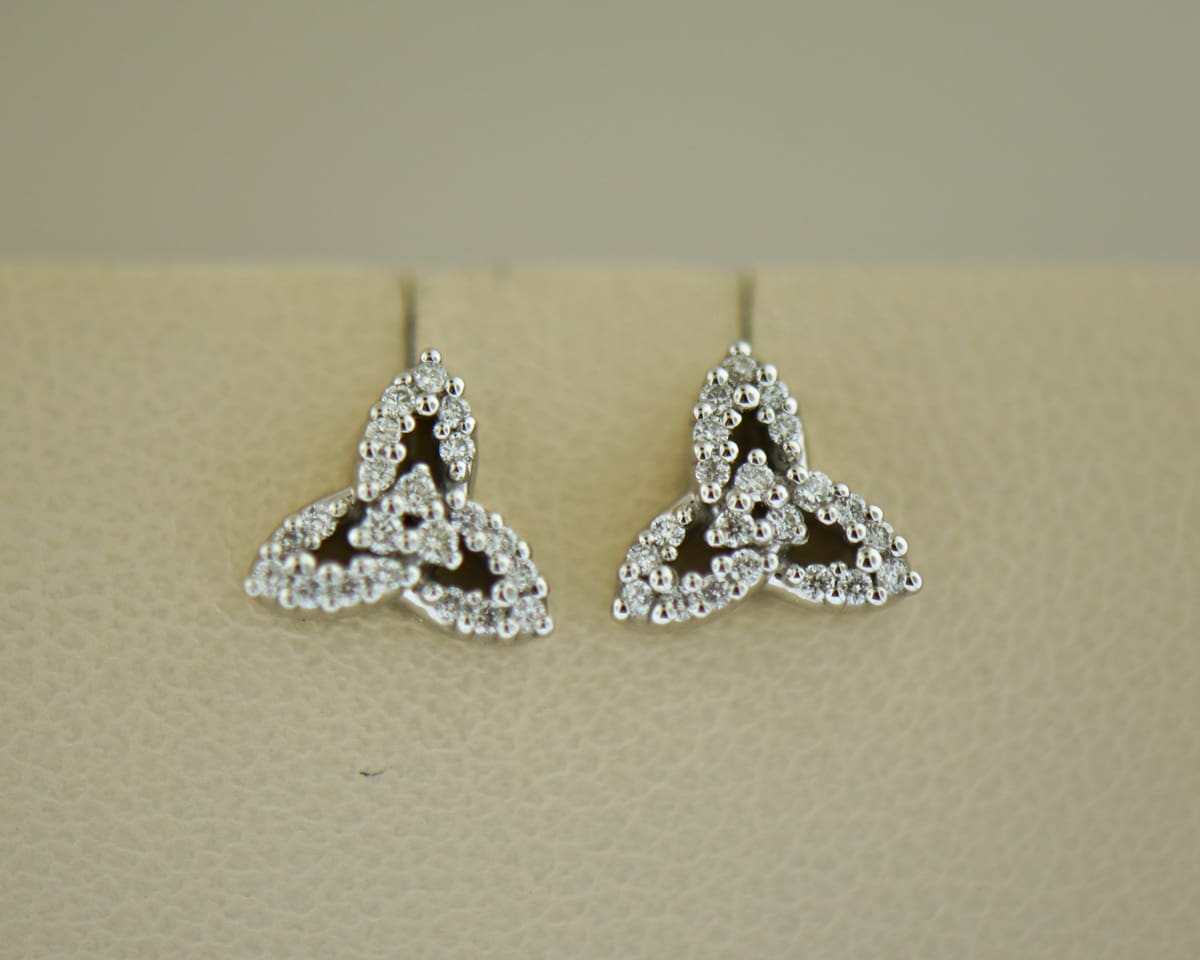 celtic trinity knot diamond stud earrings